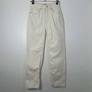 Free People We The Free Pacifica High Rise Slim Straight Leg Ivory Size 24/00